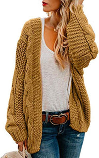 Womens Oversized Chunky Open Front Cardigan Sweaters Cable Knit Long Sleeve Cardigans Outwear Coats