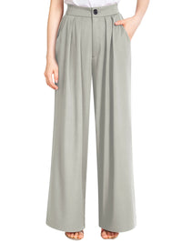 Pants for Women High Waist Straight Leg Pant Business Office Wide Leg Trousers Casual Loose Flare Bell Bottoms Gray Pull on Pants with Pocket Clothes Size XXL