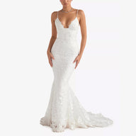 Floral lace bridal wedding dress front view