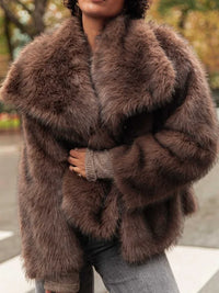 Long Sleeved Buttons Women's Faux Fur Coats