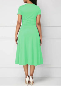 Women’s Solid V‑Neck Asymmetric-Hem Midi Dress