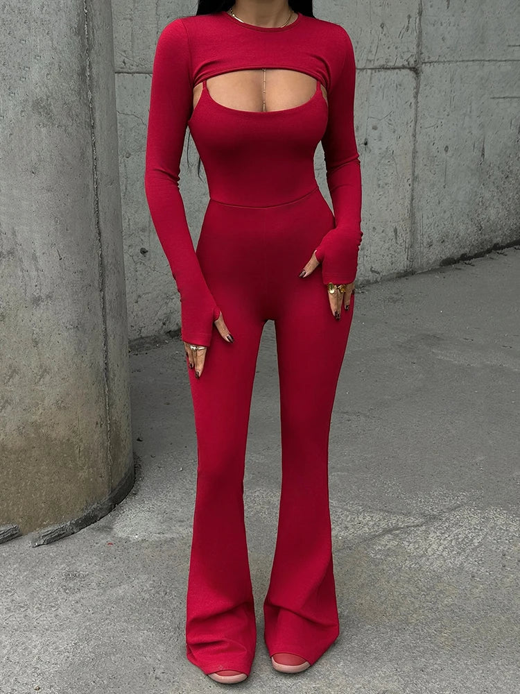 Mozision Sexy Hollow Out Jumpsuits Sets