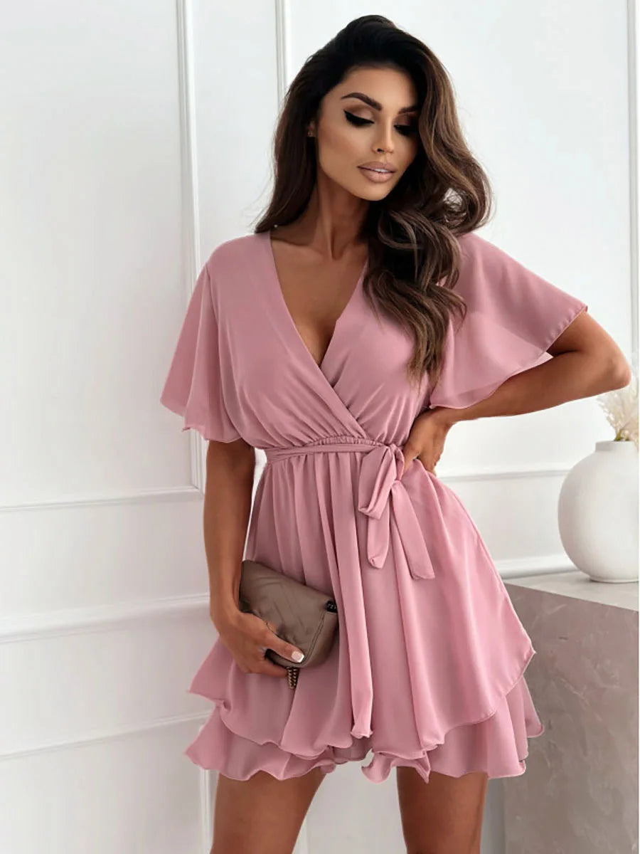 Summer Casual Party Dresses Sexy V-neck
