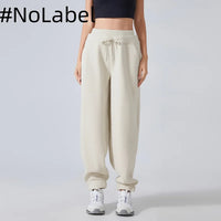 Brown Thickened Lamb Fleece Lining Sweatpants