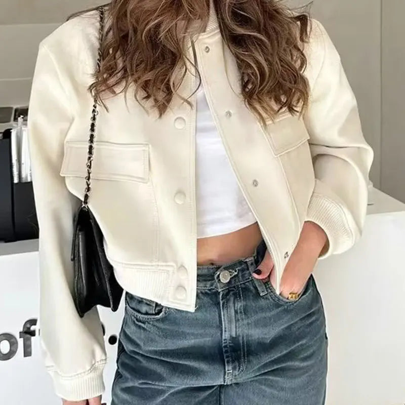 Fashion Women Elegant Solid Bomber Jacket