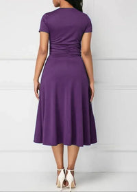 Women’s Solid V‑Neck Asymmetric-Hem Midi Dress