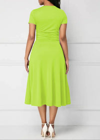 Women’s Solid V‑Neck Asymmetric-Hem Midi Dress