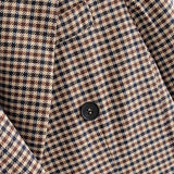 Women'S Blazers & Suit Jackets Solid Double Breasted Suit Long Sleeve Work 0Ffice Cardigan Vintage Plaid Print Blazer Lapel Slim Coat