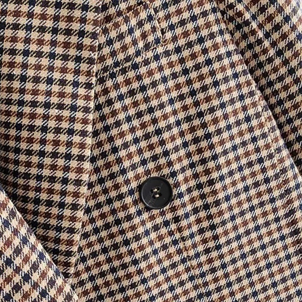Women'S Blazers & Suit Jackets Solid Double Breasted Suit Long Sleeve Work 0Ffice Cardigan Vintage Plaid Print Blazer Lapel Slim Coat