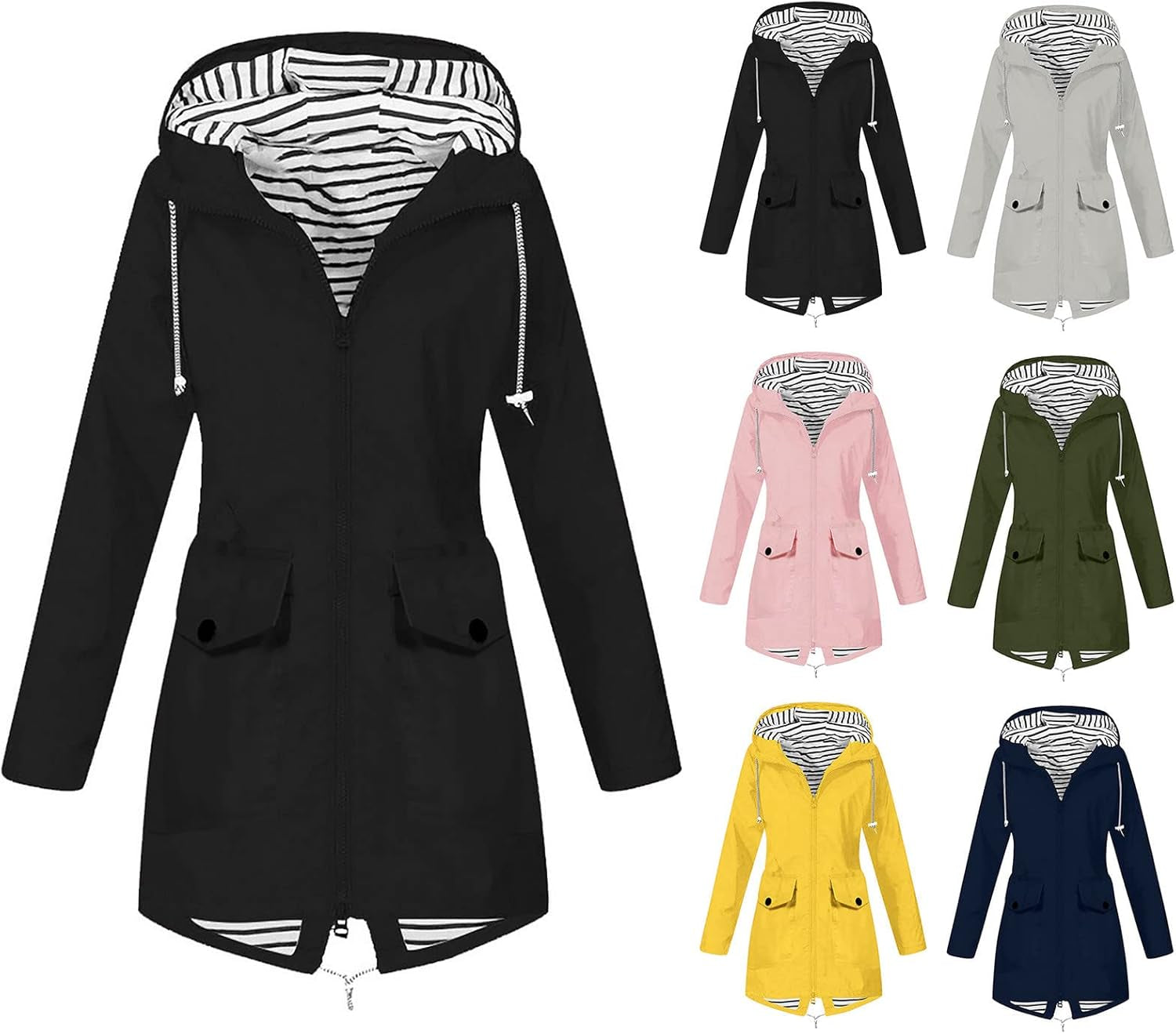 Rain Jackets for Women Waterproof Lightweight plus Size Hooded Windbreaker Oversized Hoodie with Pockets for Outdoor