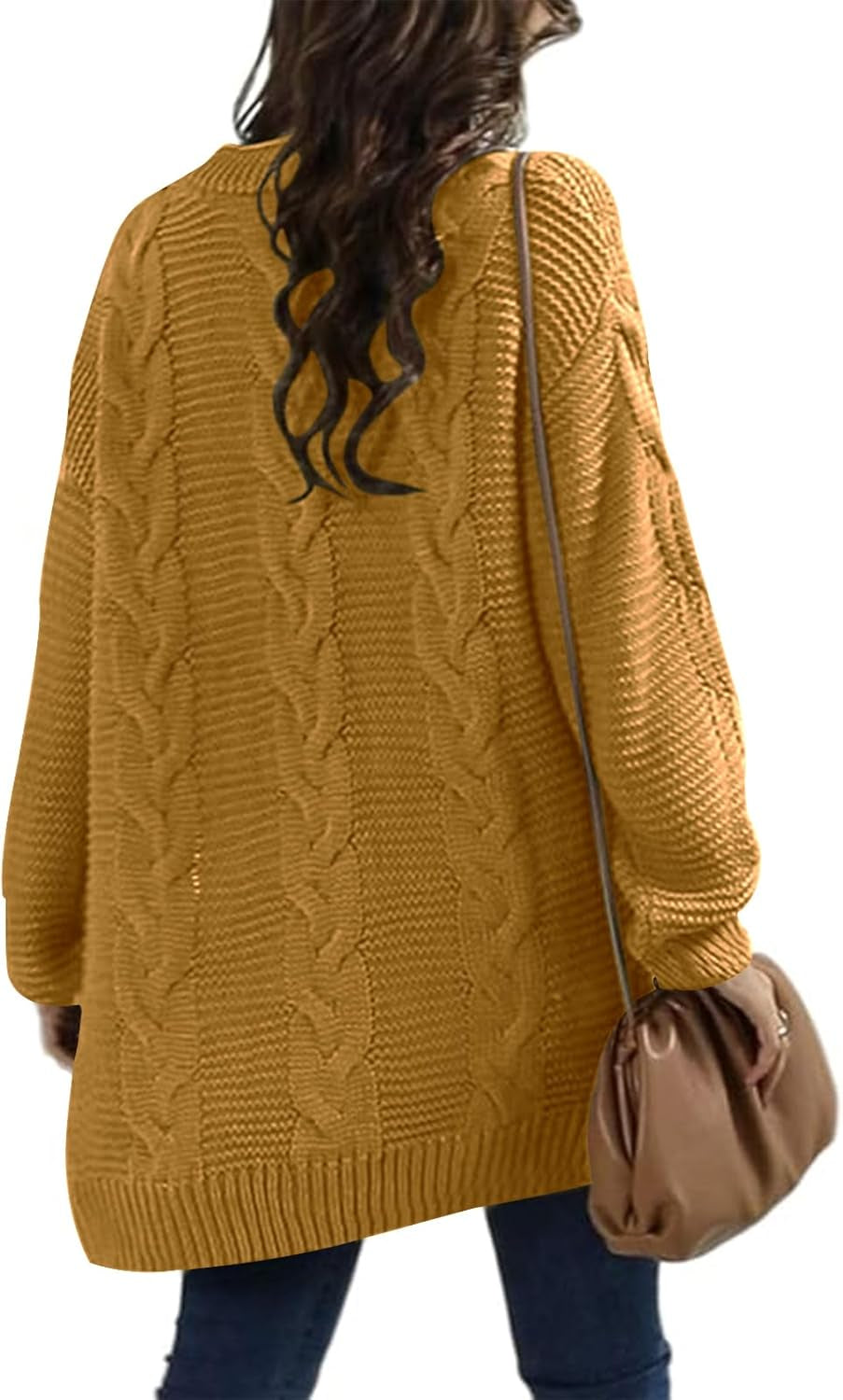Womens Oversized Chunky Open Front Cardigan Sweaters Cable Knit Long Sleeve Cardigans Outwear Coats