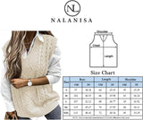 Women V Neck Sleeveless Oversized Sweater Vest Casual Loose Cable Knit Sweaters Tank Pullover Fall Winter Outfits