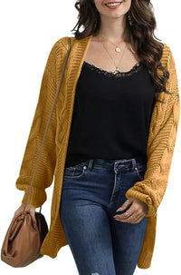 Womens Oversized Chunky Open Front Cardigan Sweaters Cable Knit Long Sleeve Cardigans Outwear Coats