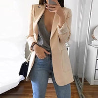 Womens Blazer Coat Fall Open Front Blazers Formal Work Jacket Solid Color Business Office Jackets with Pockets