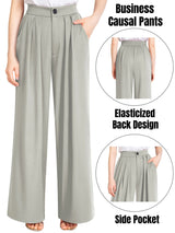Pants for Women High Waist Straight Leg Pant Business Office Wide Leg Trousers Casual Loose Flare Bell Bottoms Gray Pull on Pants with Pocket Clothes Size XXL