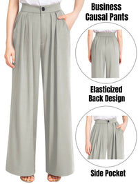 Pants for Women High Waist Straight Leg Pant Business Office Wide Leg Trousers Casual Loose Flare Bell Bottoms Gray Pull on Pants with Pocket Clothes Size XXL