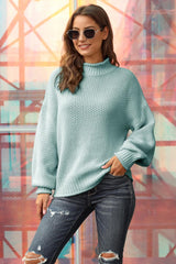 Women'S Turtleneck Sweaters Slouchy Batwing Sleeve Chunky Knit Oversized Pullover Tops