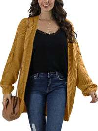 Womens Oversized Chunky Open Front Cardigan Sweaters Cable Knit Long Sleeve Cardigans Outwear Coats
