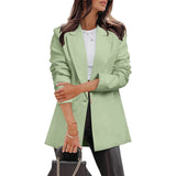 Blazer Jackets for Women plus Size Casual Open Front Suit Coats Long Sleeve Lapel Collar Work Office Cardigans, Green, XXXL