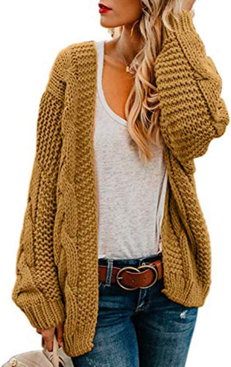 Womens Oversized Chunky Open Front Cardigan Sweaters Cable Knit Long Sleeve Cardigans Outwear Coats