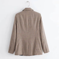 Women'S Blazers & Suit Jackets Solid Double Breasted Suit Long Sleeve Work 0Ffice Cardigan Vintage Plaid Print Blazer Lapel Slim Coat