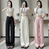 Back view satin jacquard pants