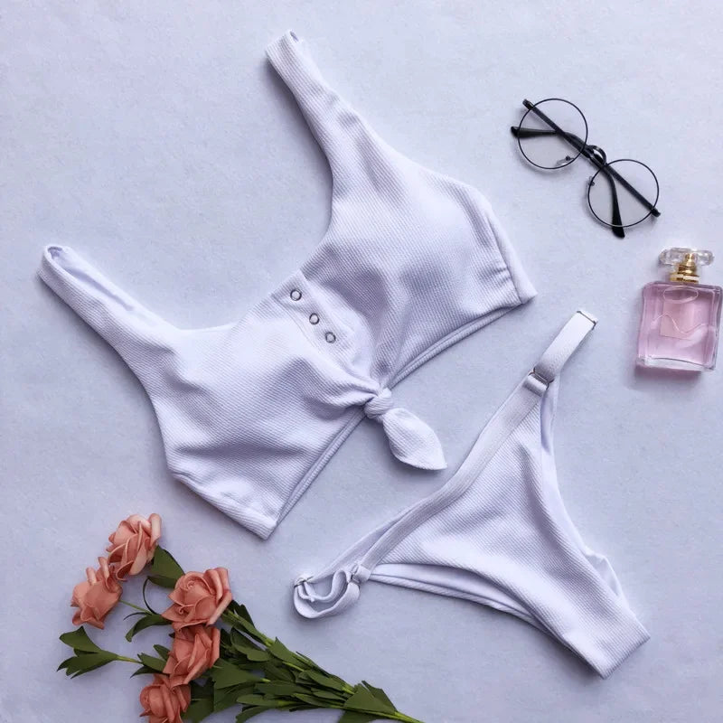 Bandage fabric stretch bikini detailed close-up