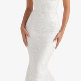 Bridal gown with halter neckline