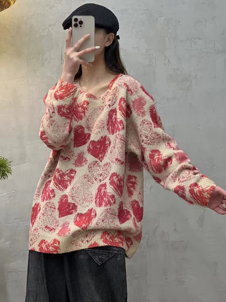 Casual autumn sweater styled with jeans