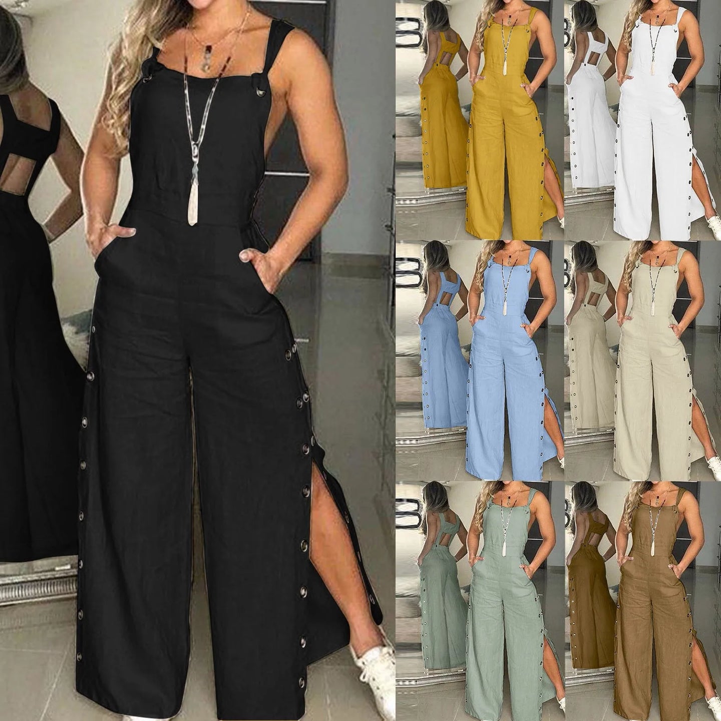 Chic summer one-piece jumpsuit with twisted straps