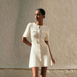 Chic white winter dress