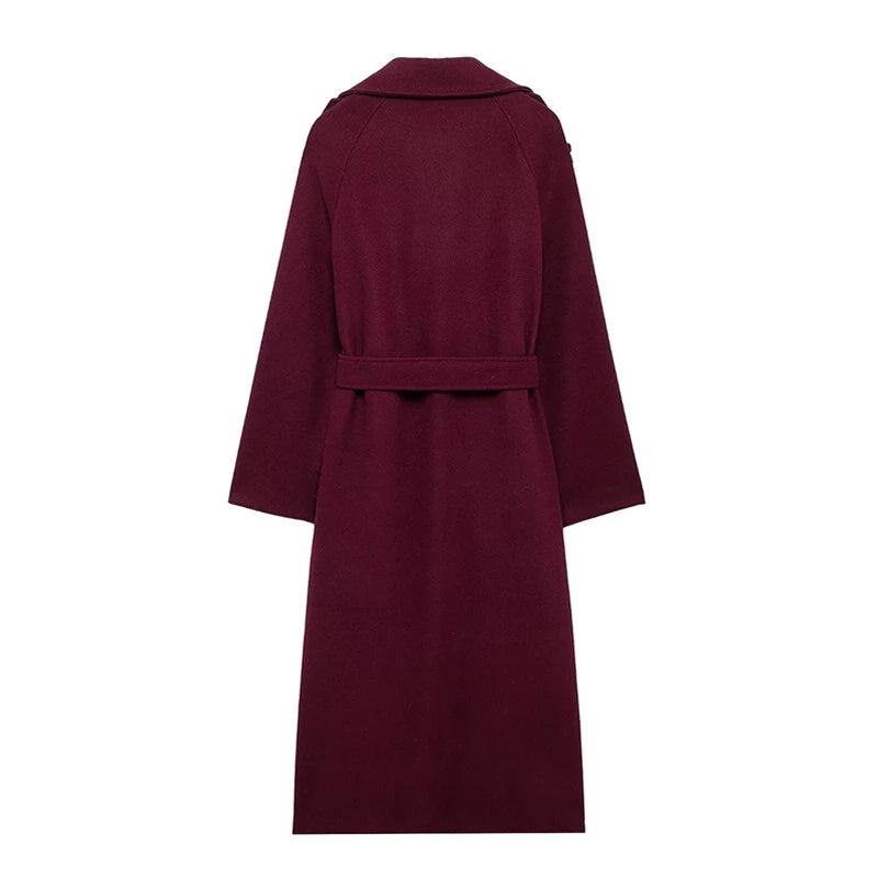 Cozy double-breasted wool coat outfit