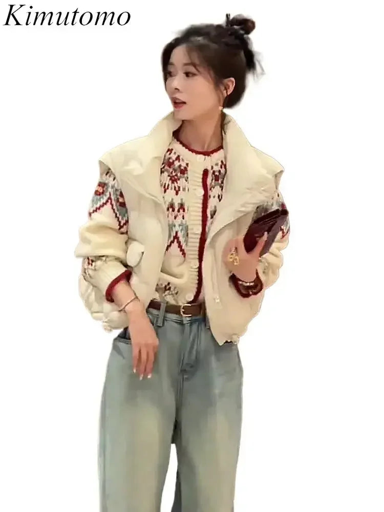 Cozy jacquard sweater styled with jeans
