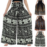 Elastic waist wide-leg chiffon pants for women