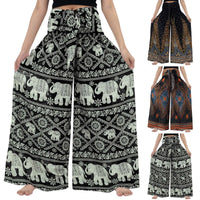 Elastic waist wide-leg chiffon pants for women