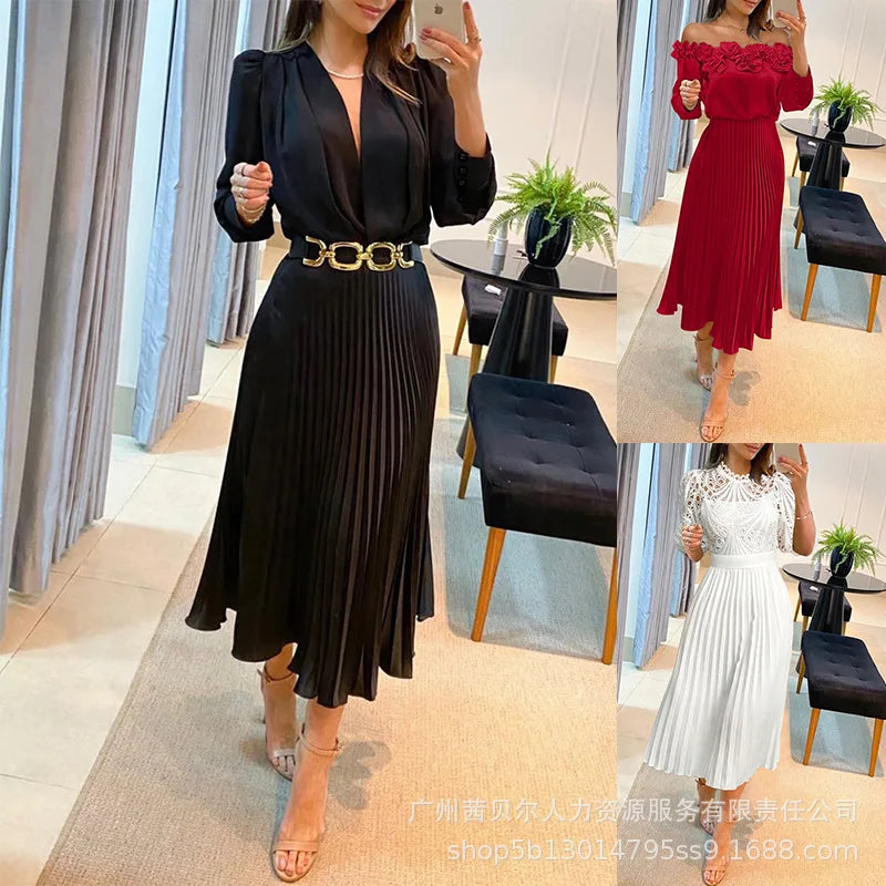 Elegant black satin dress for spring