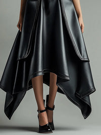 Elegant faux leather long skirt for fall