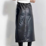 Elegant real leather skirt for women