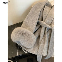 Elegant tweed coat front view