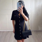 Elegant white knitted mini dress for women