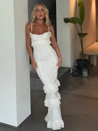 Elegant white sleeveless summer dress