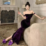 Formal evening velvet dress