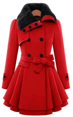 Women's Winter Slim Long Wool Sherpa Coat Double