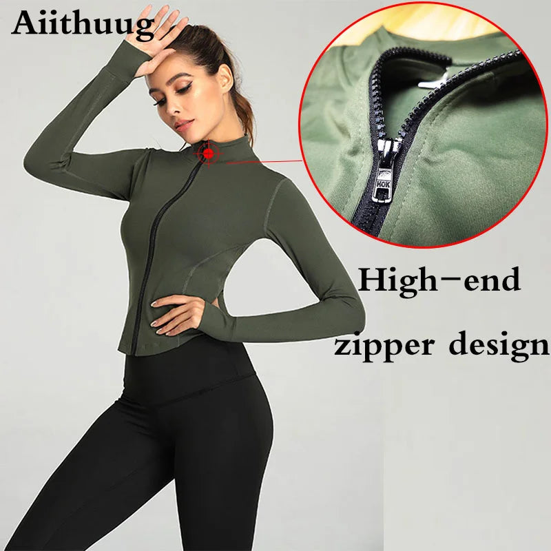 Women Full Zip-up Yoga Top Workout Running Jackets