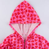 Women Pink Heart Print Velvet Crop