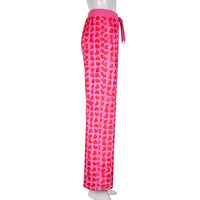 Women Pink Heart Print Velvet Crop