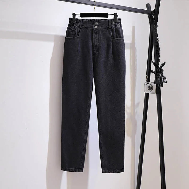 Spring Autumn Loose High Waist Slim Jeans