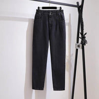 Spring Autumn Loose High Waist Slim Jeans