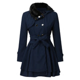 Women's Winter Slim Long Wool Sherpa Coat Double