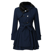 Women's Winter Slim Long Wool Sherpa Coat Double
